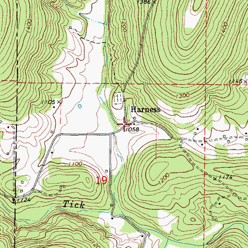 Topographic Map of Harness, AR