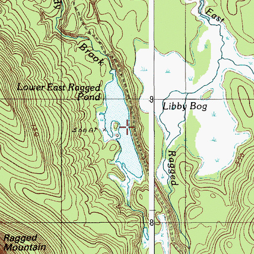 Topographic Map of Lower East Ragged Pond, ME