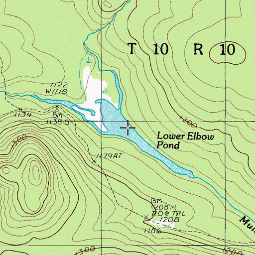 Topographic Map of Lower Elbow Pond, ME