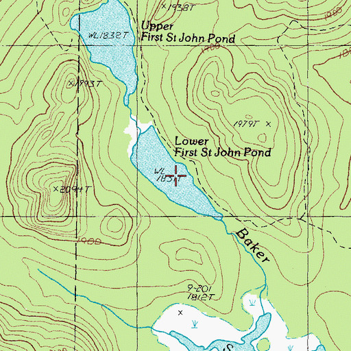 Topographic Map of Lower First Saint John Pond, ME