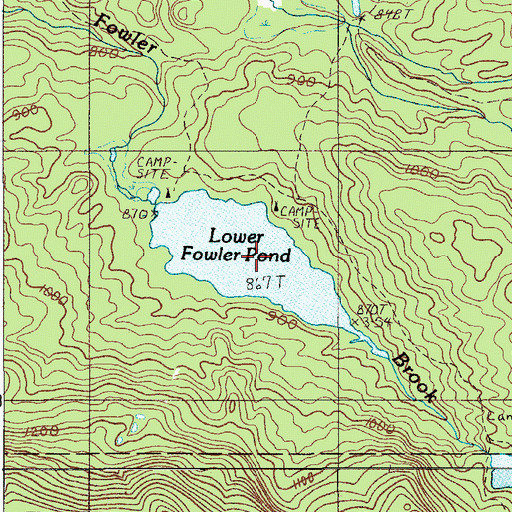 Topographic Map of Lower Fowler Pond, ME