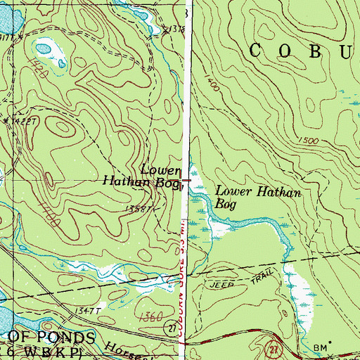 Topographic Map of Lower Hathan Bog, ME