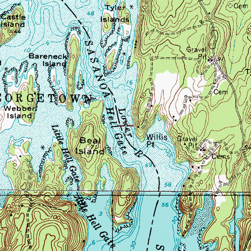 Topographic Map of Lower Hell Gate, ME