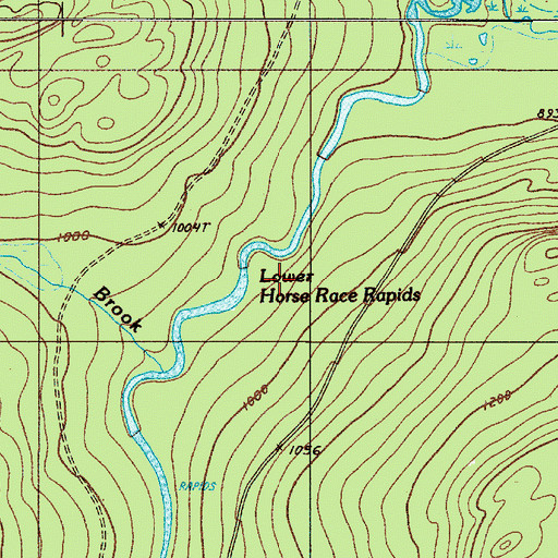 Topographic Map of Lower Horse Race Rapids, ME