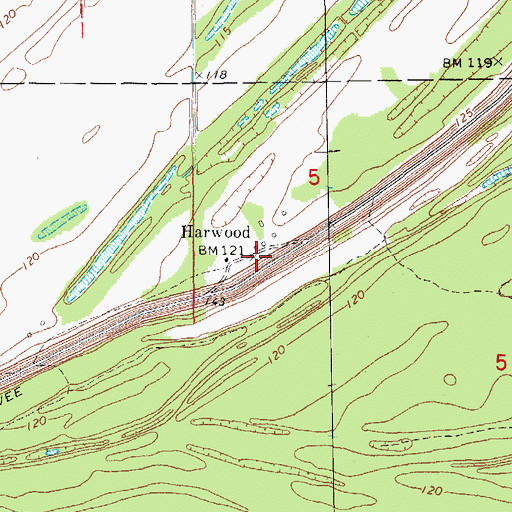 Topographic Map of Harwood, AR