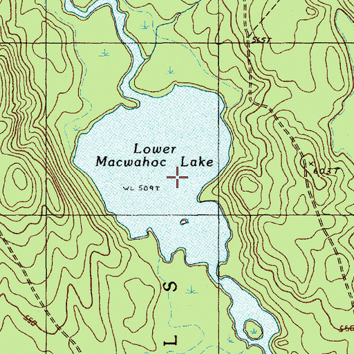 Topographic Map of Lower Macwahoc Lake, ME