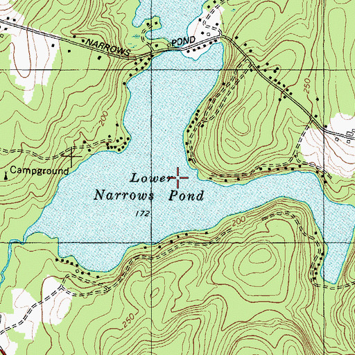 Topographic Map of Lower Narrows Pond, ME