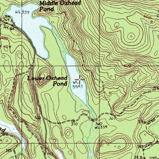Topographic Map of Lower Oxhead Pond, ME