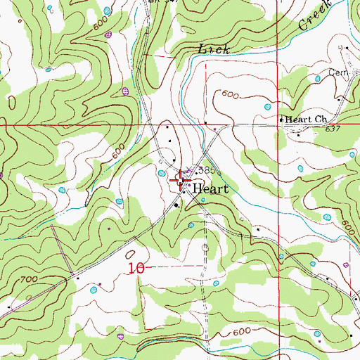 Topographic Map of Heart, AR