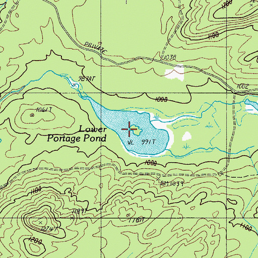 Topographic Map of Lower Portage Pond, ME