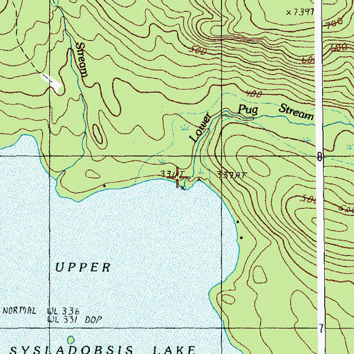 Topographic Map of Lower Pug Stream, ME