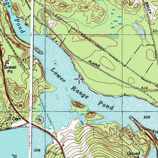Topographic Map of Lower Range Pond, ME