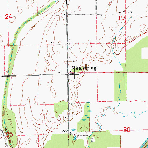 Topographic Map of Heelstring, AR