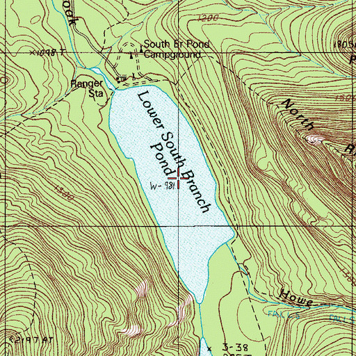 Topographic Map of Lower South Branch Pond, ME
