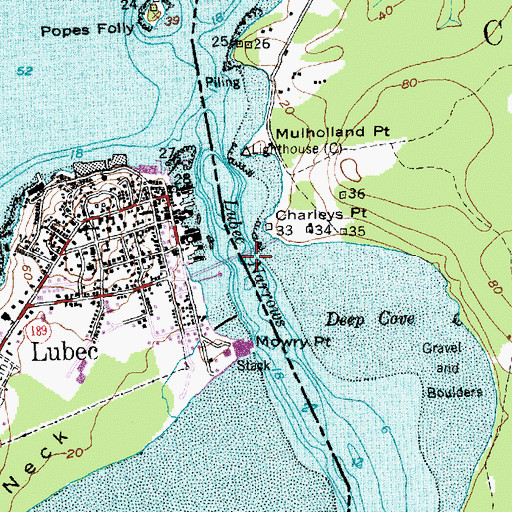 Topographic Map of Lubec Narrows, ME