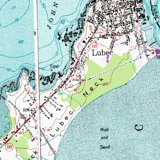 Topographic Map of Lubec Neck, ME
