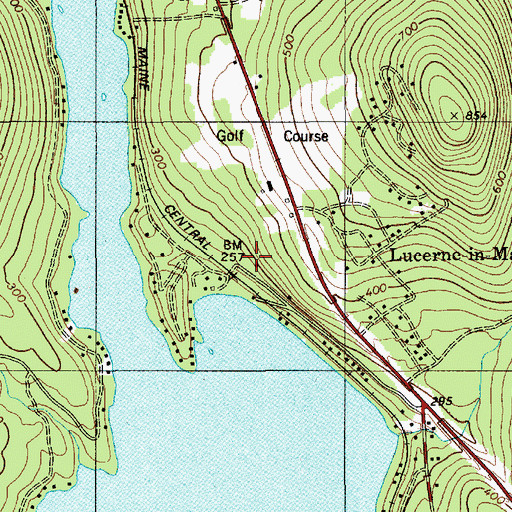 Topographic Map of Lucerne-in-Maine, ME