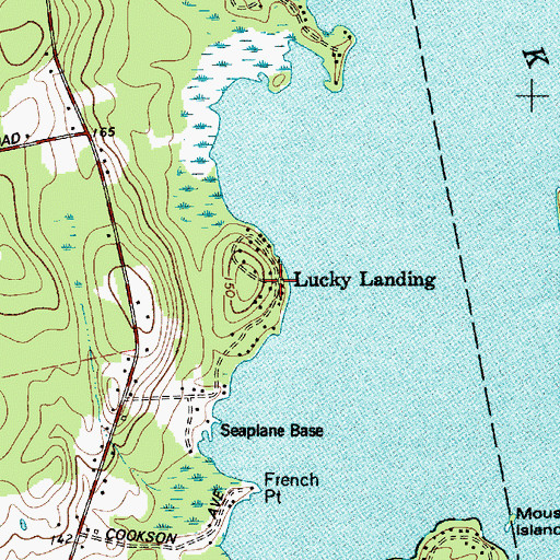 Topographic Map of Lucky Landing, ME