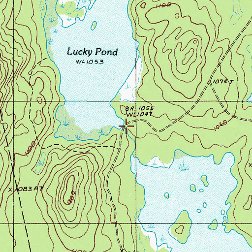 Topographic Map of Lucky Pond, ME