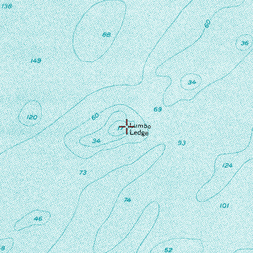 Topographic Map of Lumbo Ledge, ME