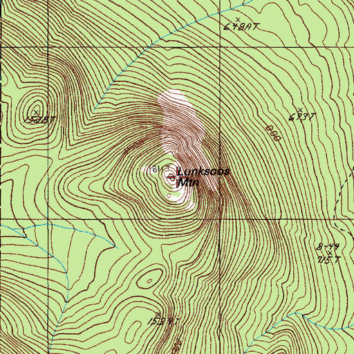 Topographic Map of Lunksoos Mountain, ME