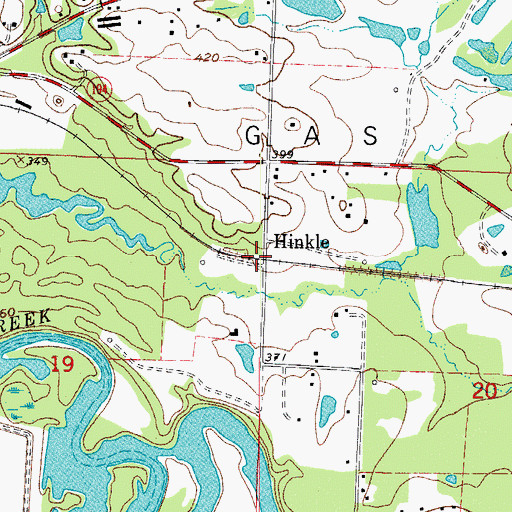 Topographic Map of Hinkle, AR