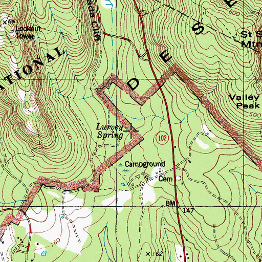 Topographic Map of Lurvey Spring, ME