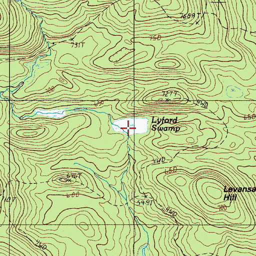 Topographic Map of Lyford Swamp, ME
