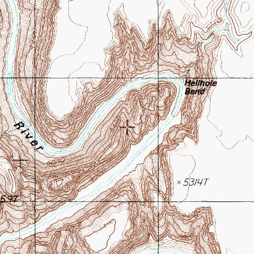 Topographic Map of Hellhole Bend, AZ