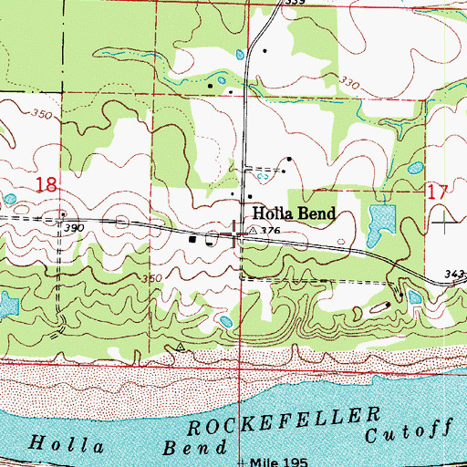 Topographic Map of Holla Bend, AR