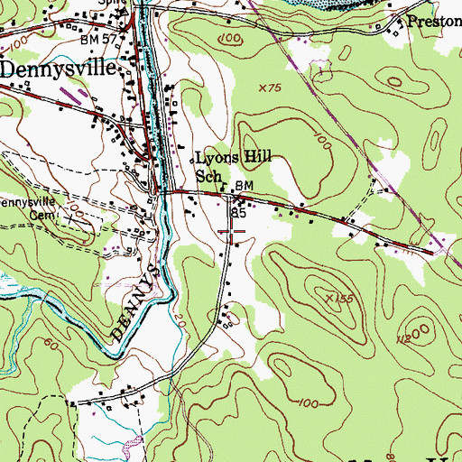 Topographic Map of Edmunds Consolidated School, ME