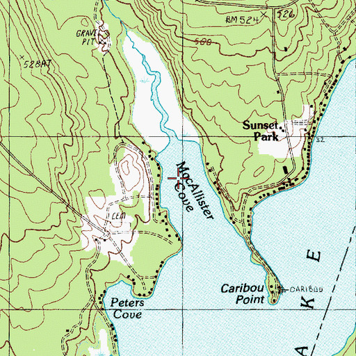 Topographic Map of MacAllister Cove, ME