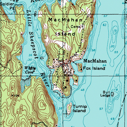 Topographic Map of MacMahan, ME