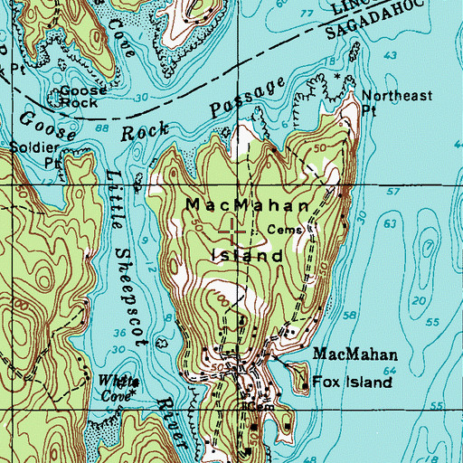Topographic Map of MacMahan Island, ME