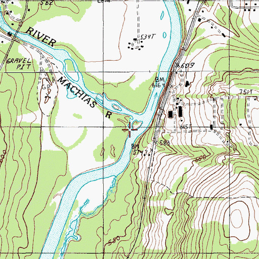 Topographic Map of Machias River, ME