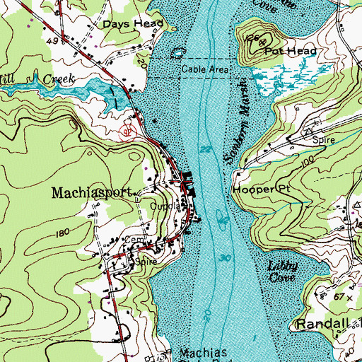 Topographic Map of Machiasport, ME