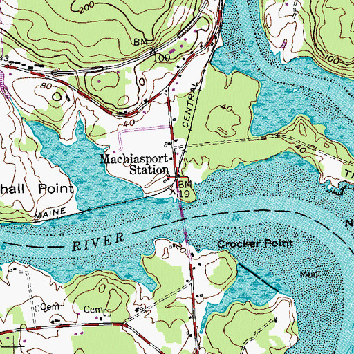 Topographic Map of Machiasport Station, ME