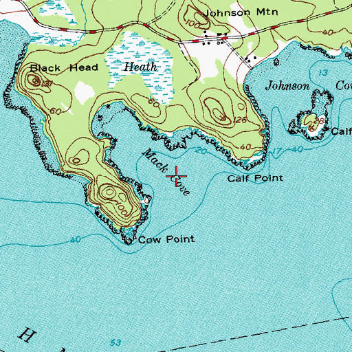 Topographic Map of Mack Cove, ME