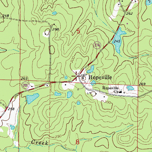 Topographic Map of Hopeville, AR