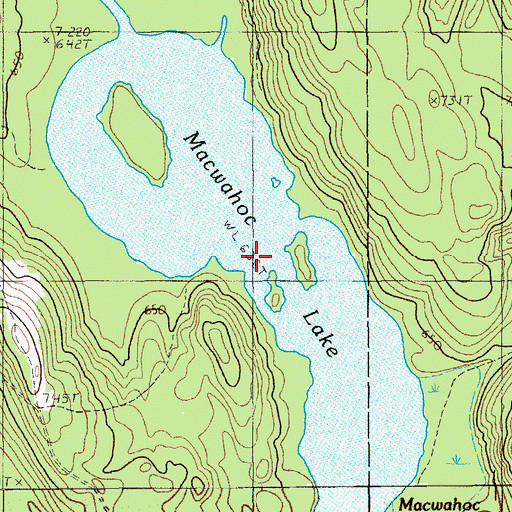 Topographic Map of Macwahoc Lake, ME