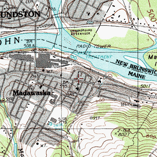 Topographic Map of Madawaska, ME