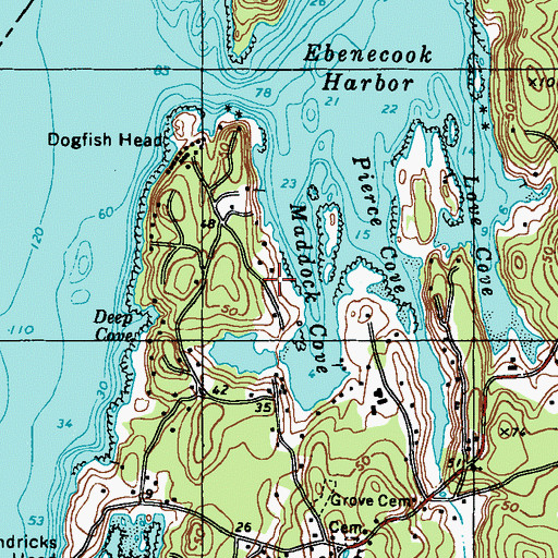 Topographic Map of Maddock Cove, ME
