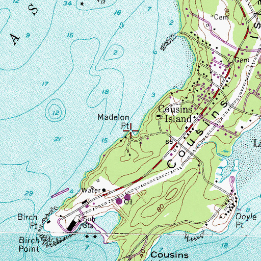 Topographic Map of Madelon Point, ME