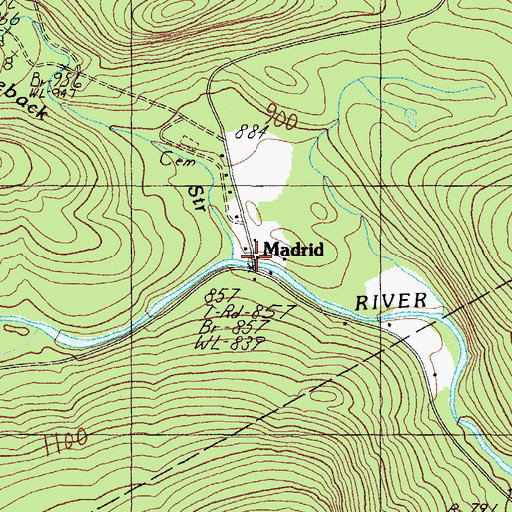Topographic Map of Madrid, ME