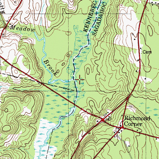 Topographic Map of Magotty Meadow Brook, ME