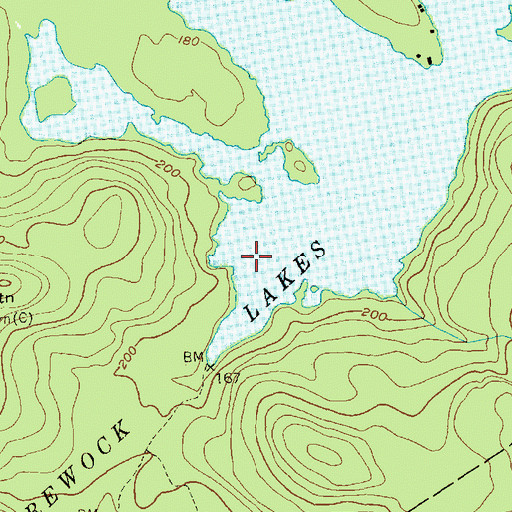 Topographic Map of Magurrewock Lakes, ME