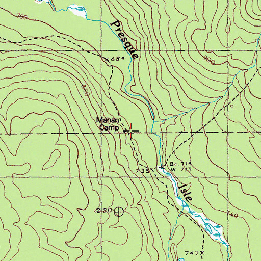 Topographic Map of Mahan Camp, ME