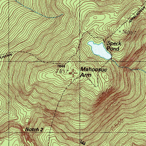 Topographic Map of Mahoosuc Arm, ME