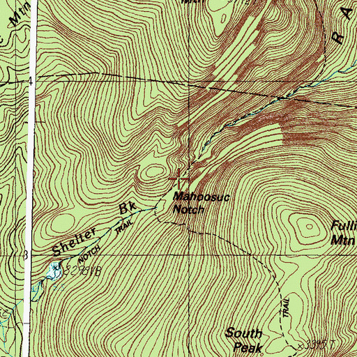 Topographic Map of Mahoosuc Notch, ME