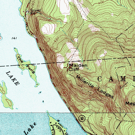 Topographic Map of Maiden Cliff, ME